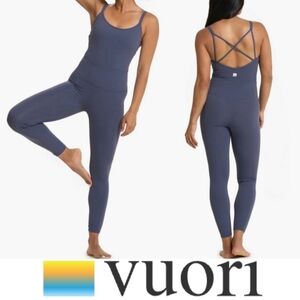 Vuori Mindset Jumpsuit Azure NWT Strappy Athletic Yoga Activewear Built in Bra